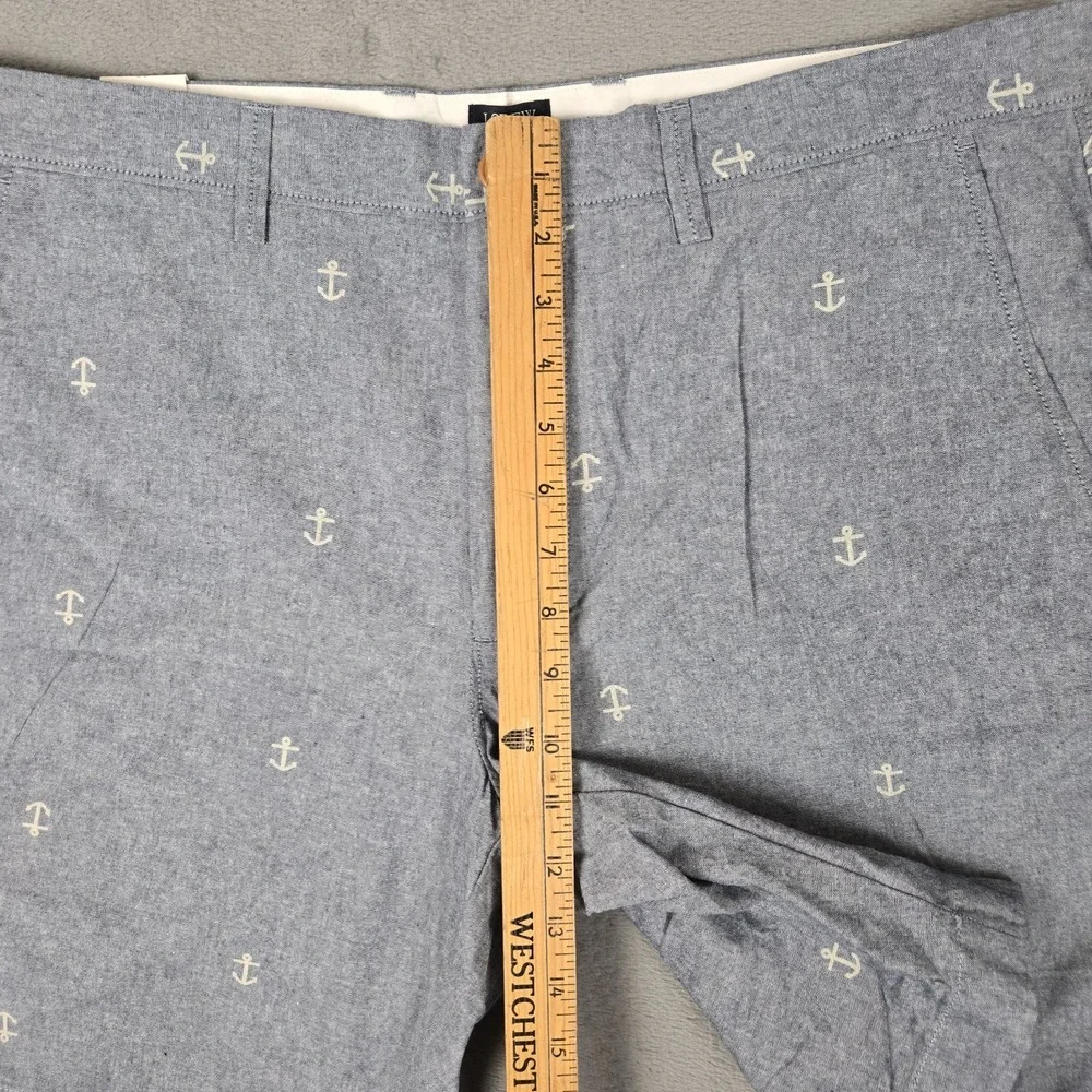 J. CREW Shorts Mens 35 Chambray Gramercy Chino Anchor‎ Print Nautical E7961 NWT